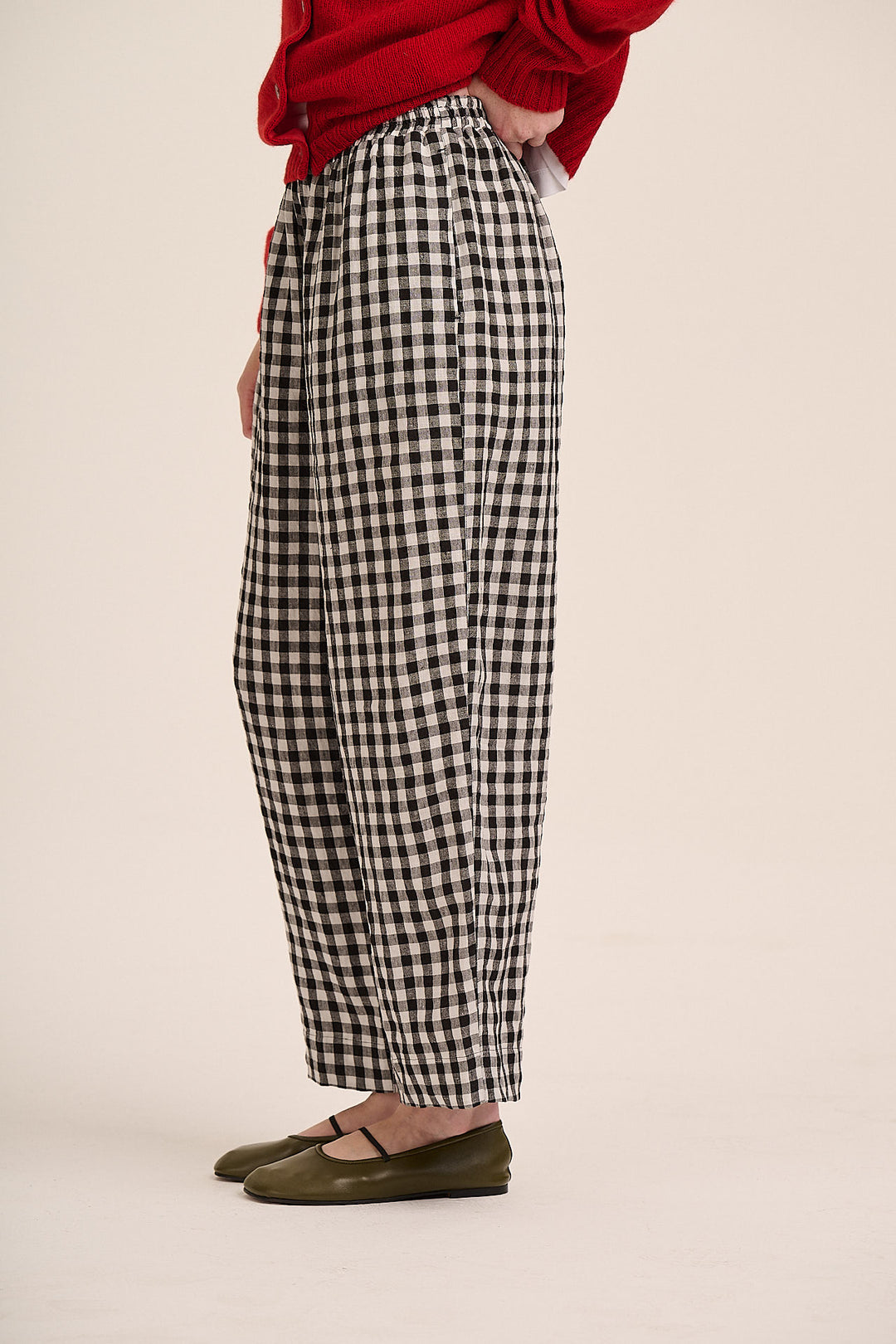 Peggy Linen Trousers - Black & White Gingham