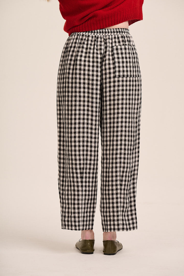 Peggy Linen Trousers - Black & White Gingham