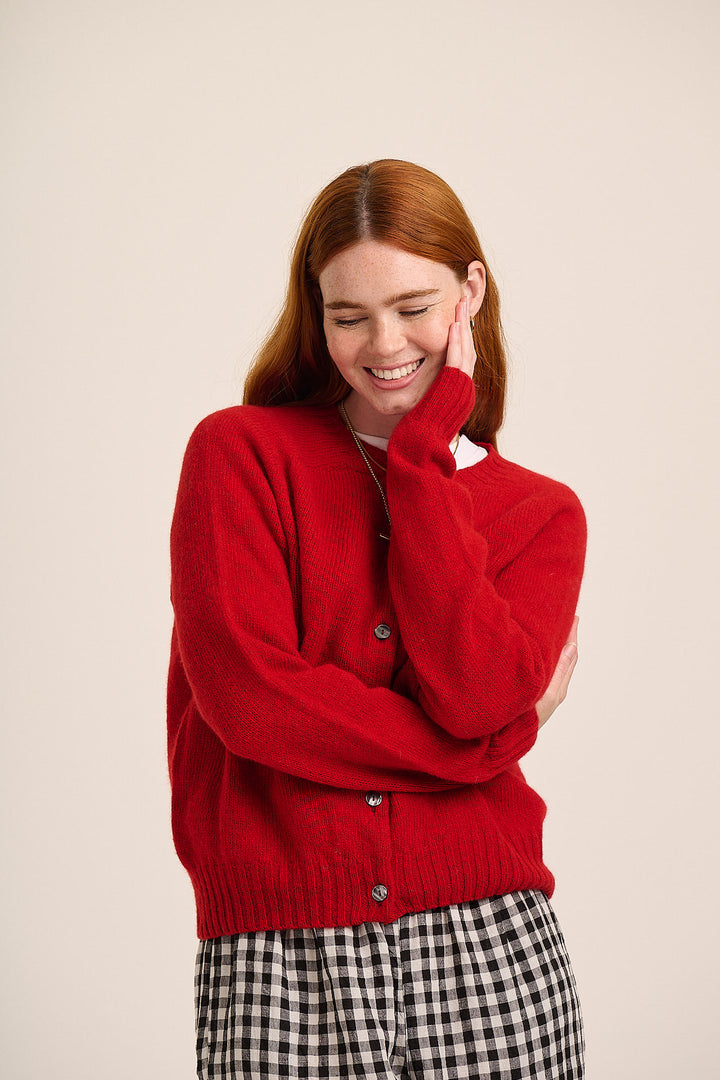 Mae Lambswool Cardigan - Cardinal Red