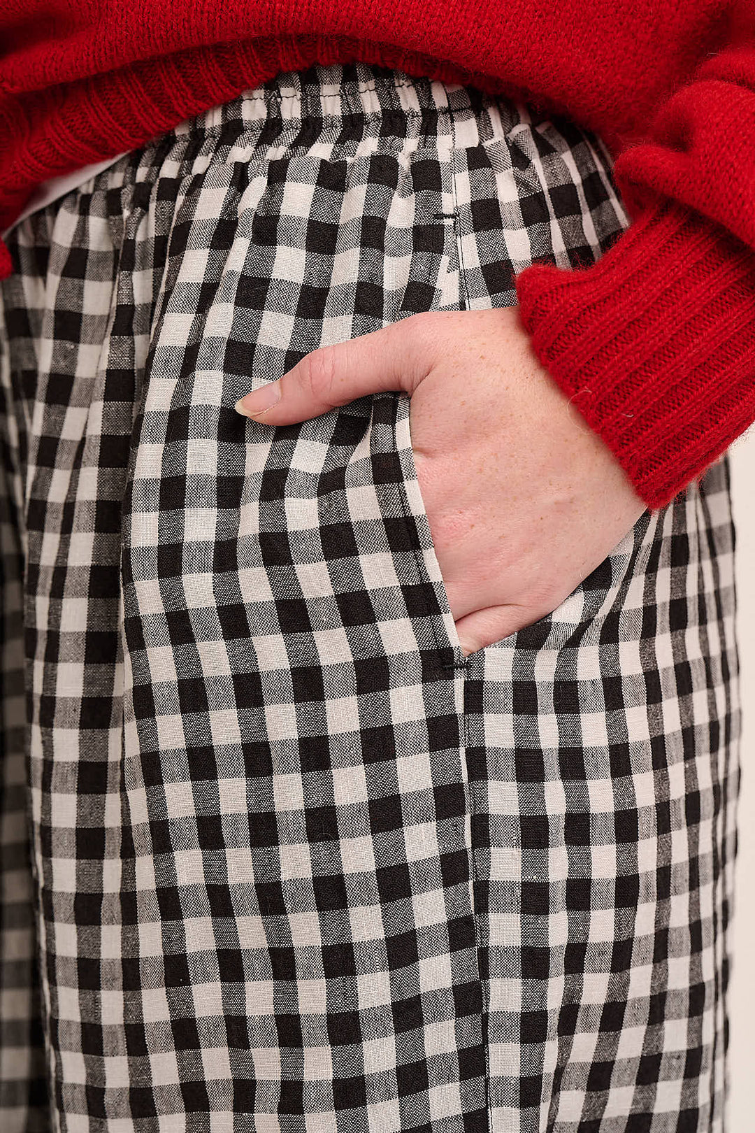 Peggy Linen Trousers - Black & White Gingham