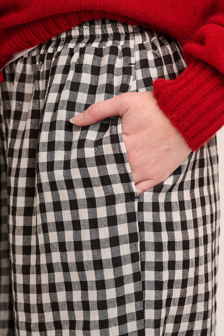Peggy Linen Trousers - Black & White Gingham