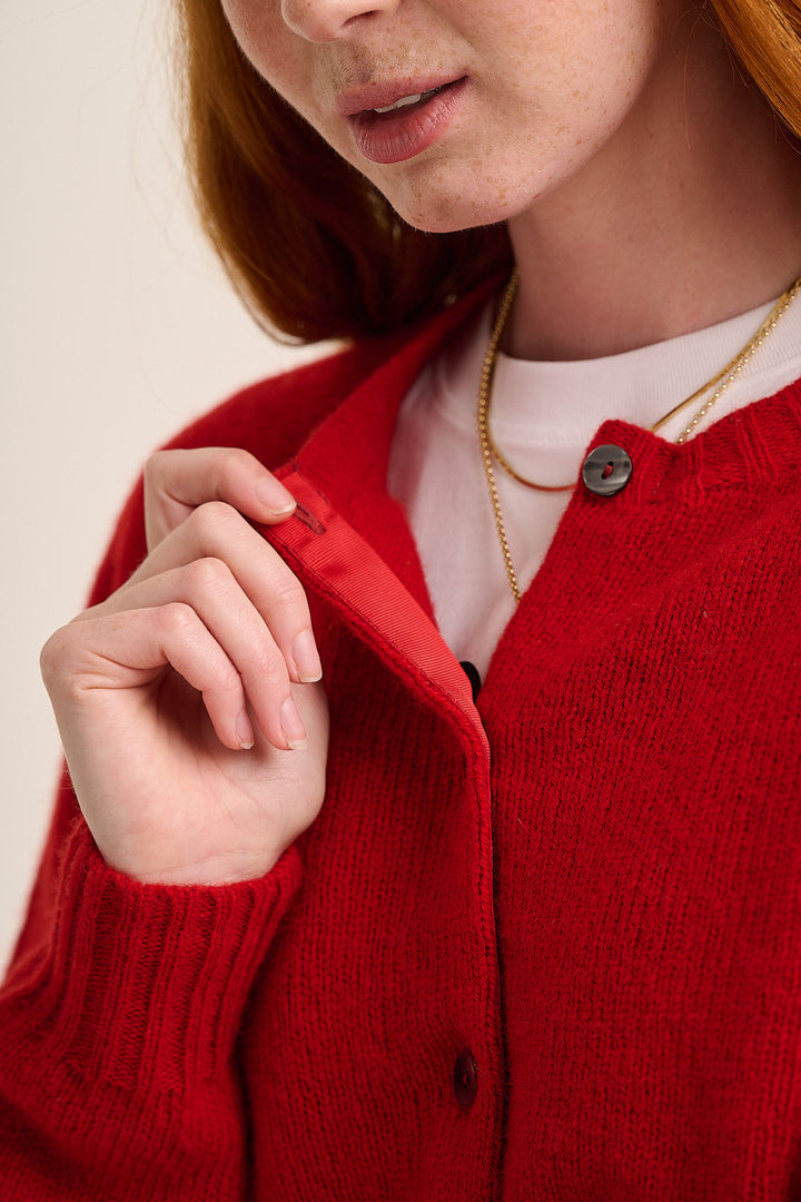 Mae Lambswool Cardigan - Cardinal Red