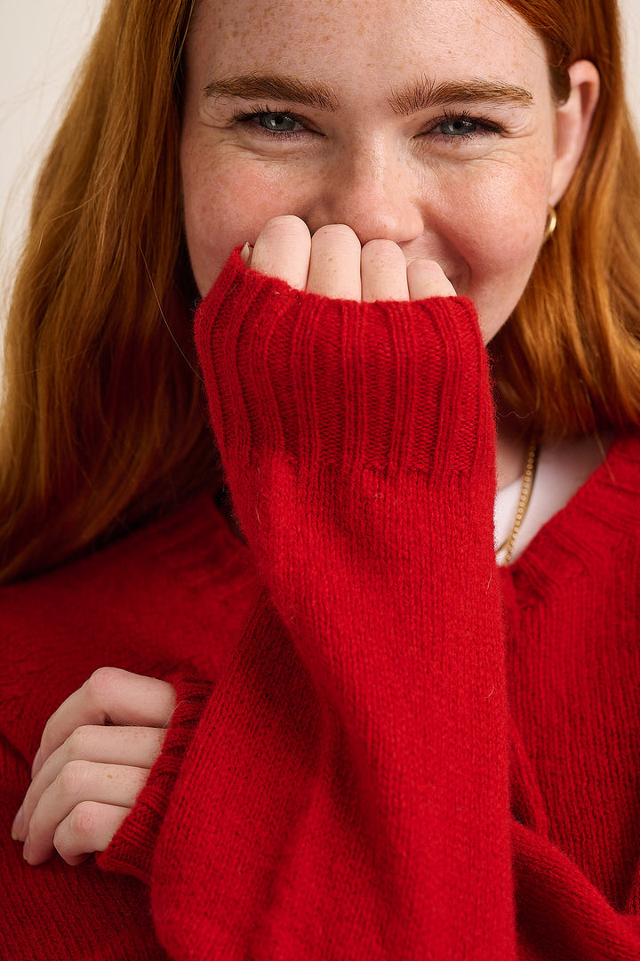 Mae Lambswool Cardigan - Cardinal Red