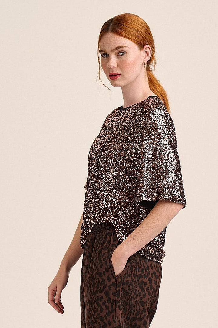 Alice Boxy Sequin Top - Bronze