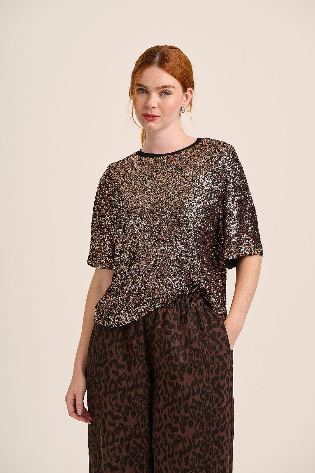 Alice Boxy Sequin Top - Bronze