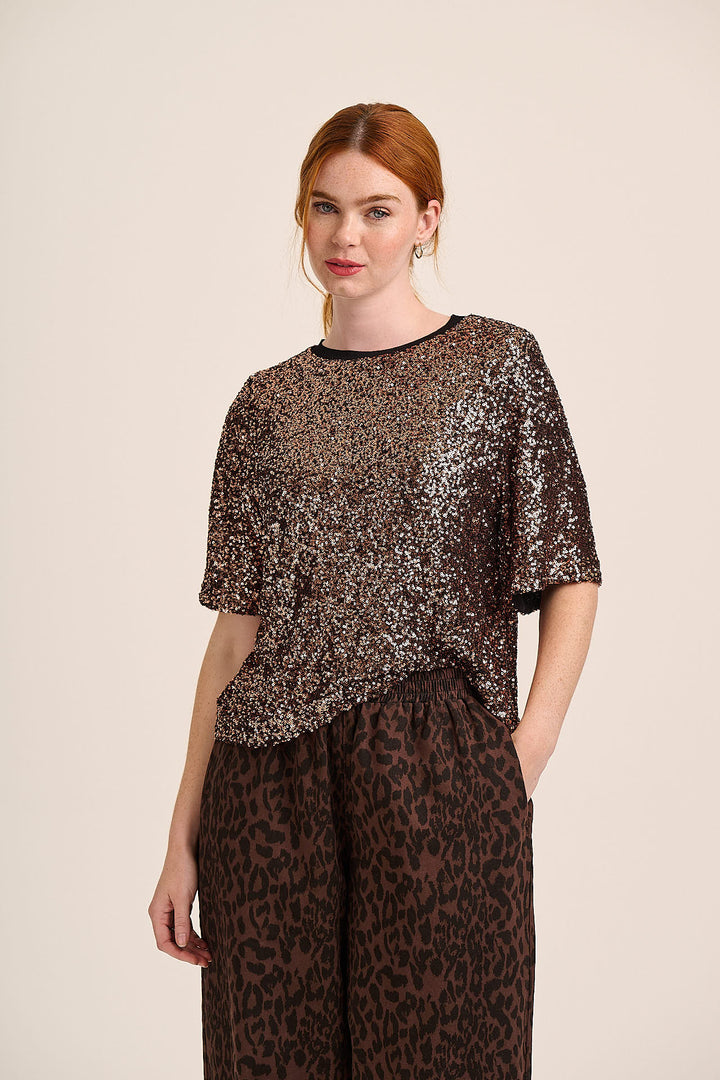 Alice Boxy Sequin Top - Bronze