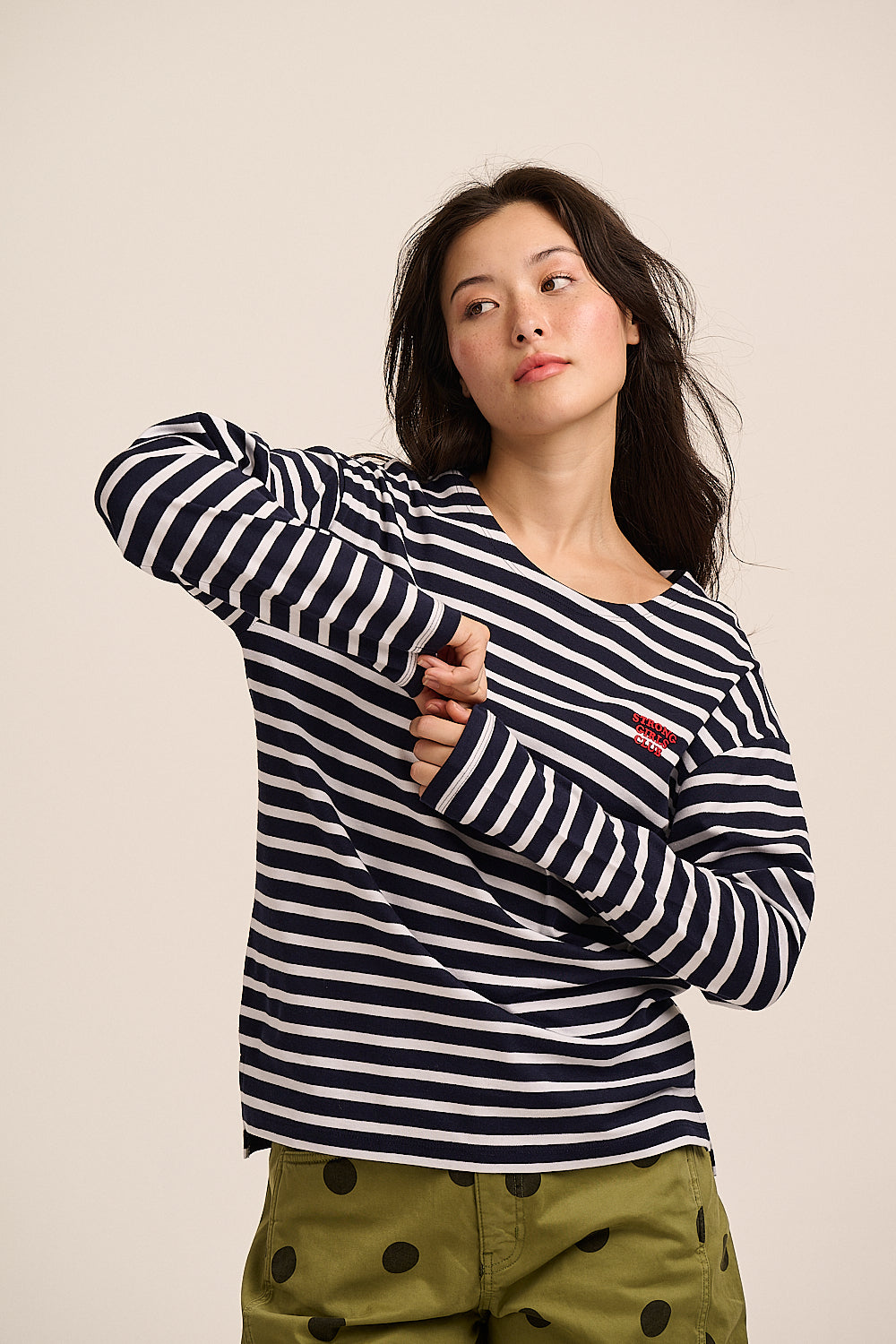 Strong Girls Club Breton TShirt - Navy