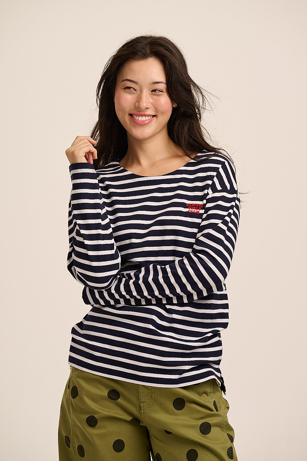 Strong Girls Club Breton TShirt - Navy