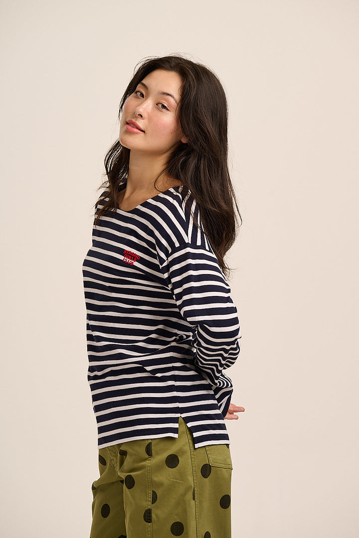 Strong Girls Club Breton TShirt - Navy