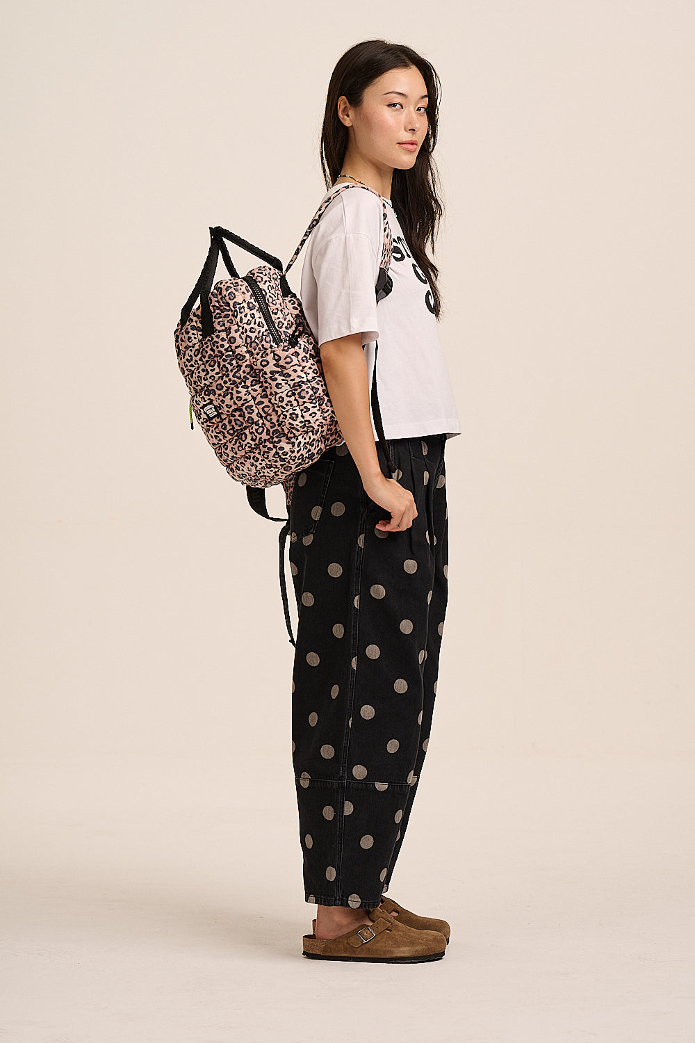 Dumpling Quilted Backpack - Leopard