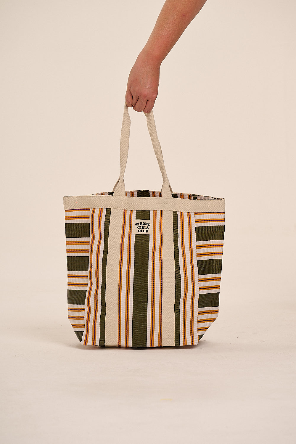 Recycled Nylon Easy Bag - Ecru & Green