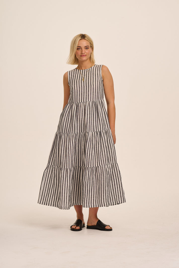 Frankie Irish Linen Dress in Humbug Black and White Stripe – Mutha.Hood, made in London