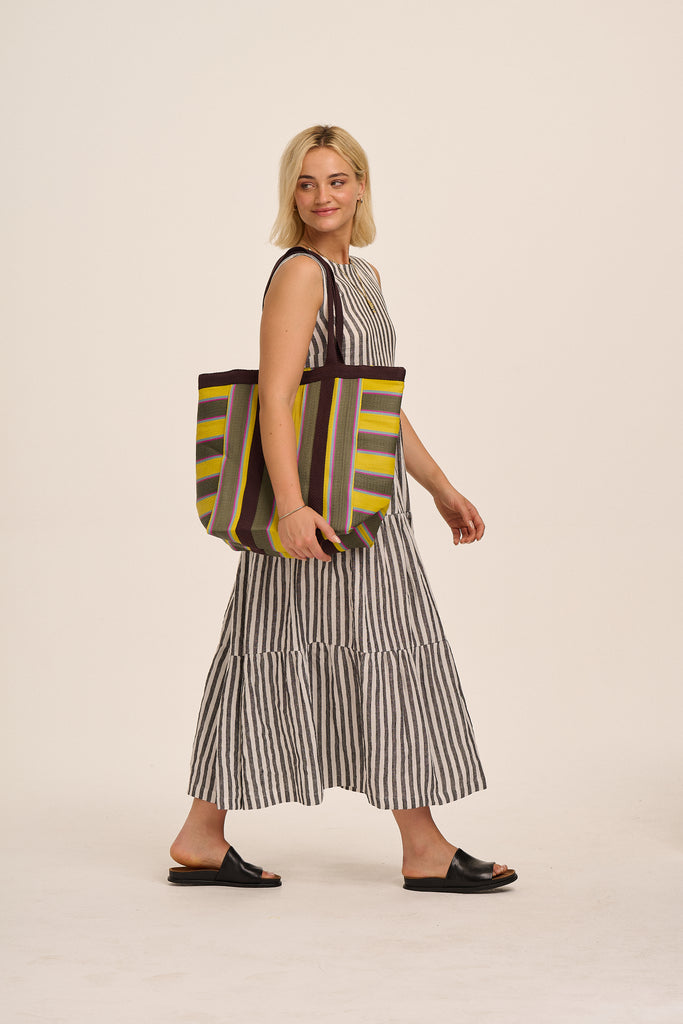 Frankie Linen Dress Humbug Stripe