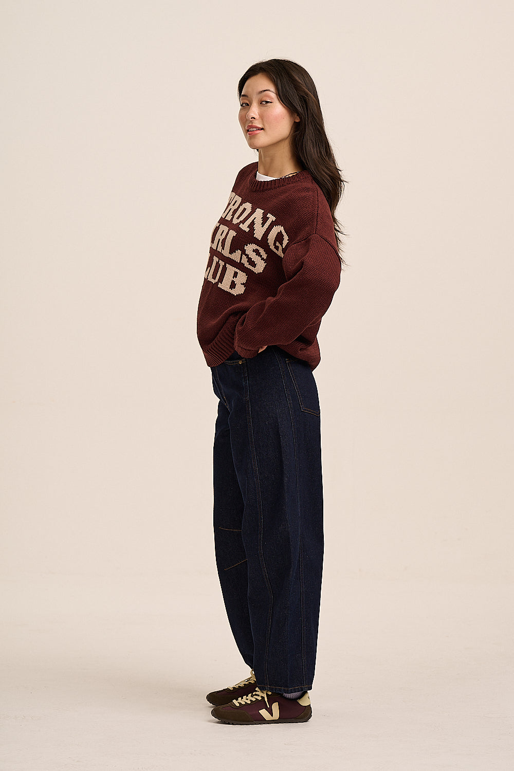 Dark rinse barrel leg jeans in deep indigo denim — Ginny, Mutha.Hood
