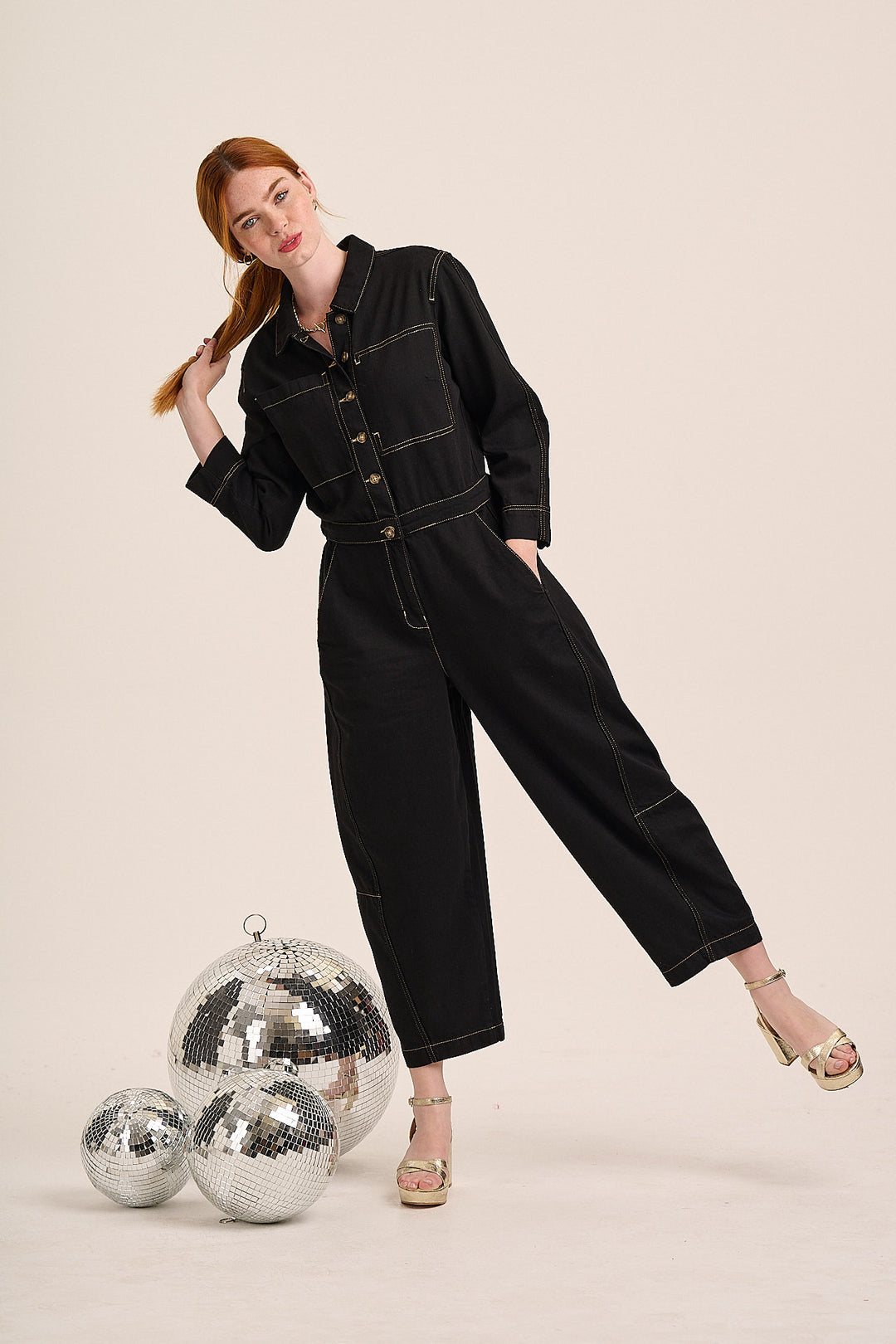 Gracie Denim Jumpsuit - Black