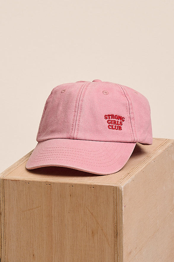Strong Club Vintage Wash Slogan Cap Dusky