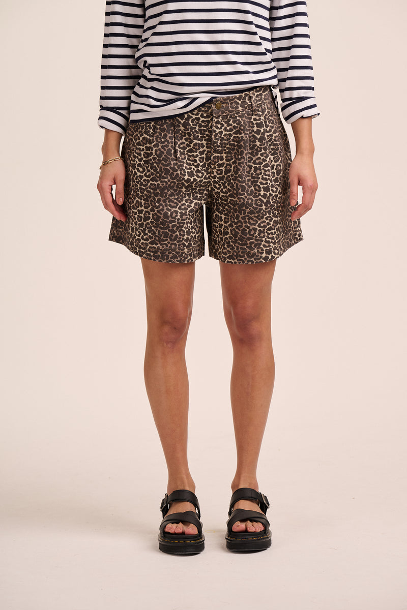 Olive Pleated Denim Shorts - Leopard – Shorts from Mutha.Hood
