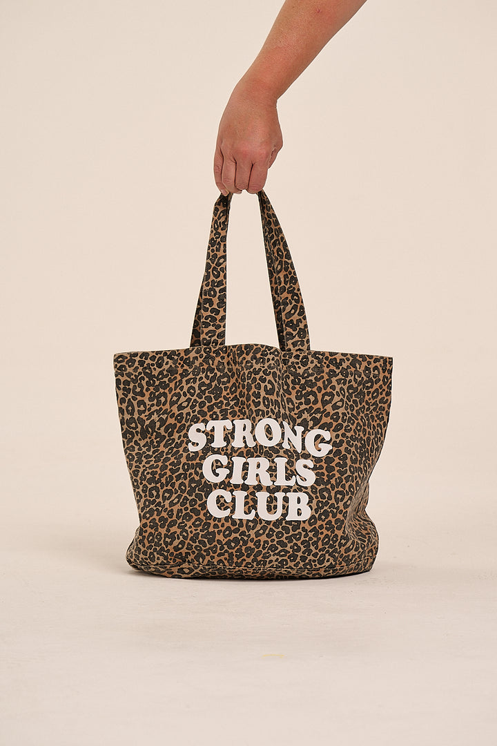 Strong Girls Club Printed Tote Bag  - Leopard