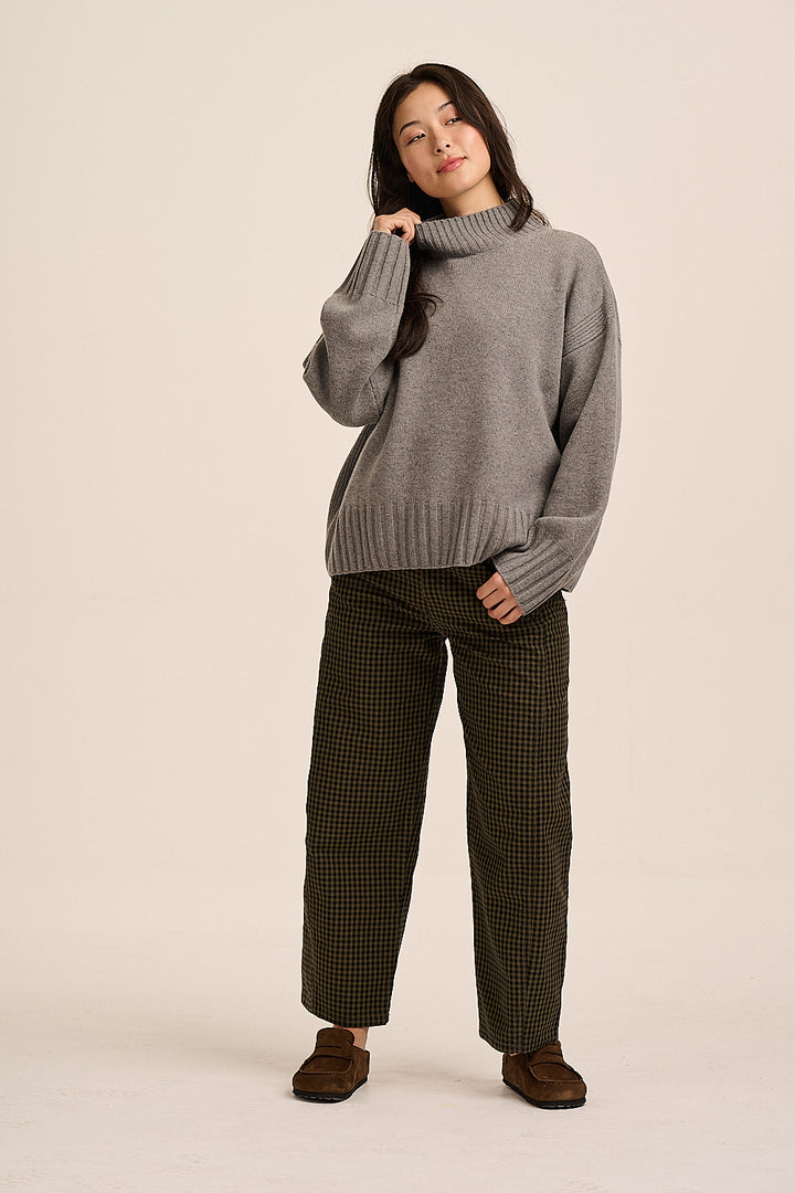 Leni Gingham Jeans - Olive Gingham