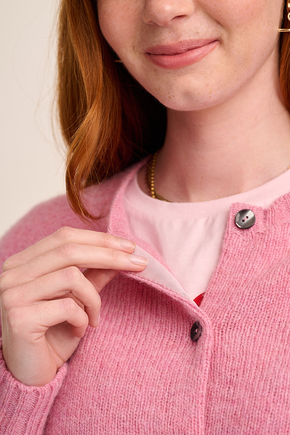 Mae Lambswool Cardigan - Sakura Pink