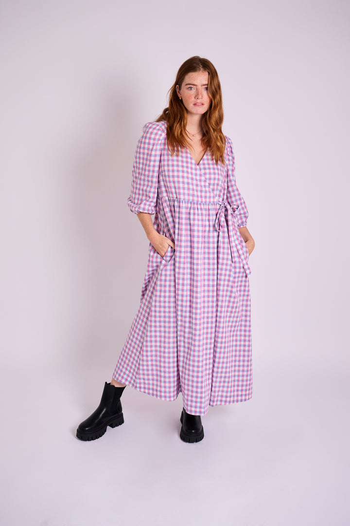 Tilly Gingham Wrap Over Dress