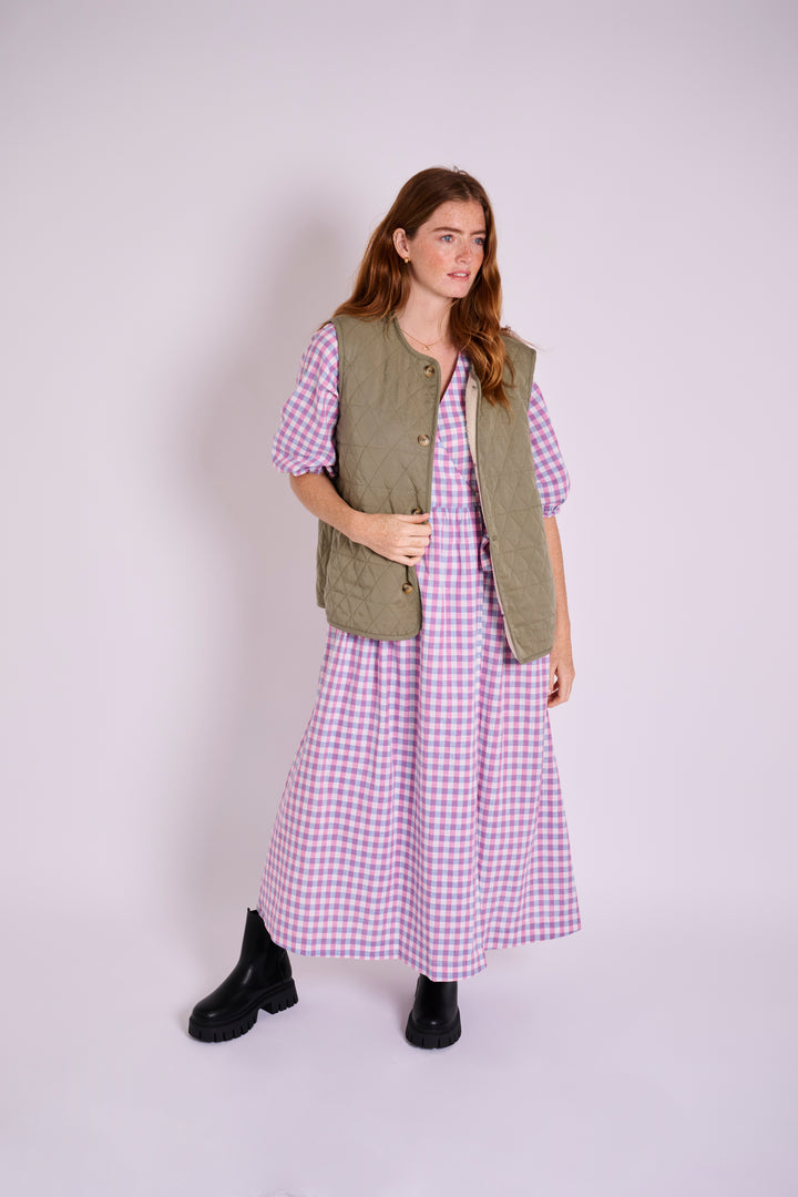 Tilly Gingham Wrap Over Dress