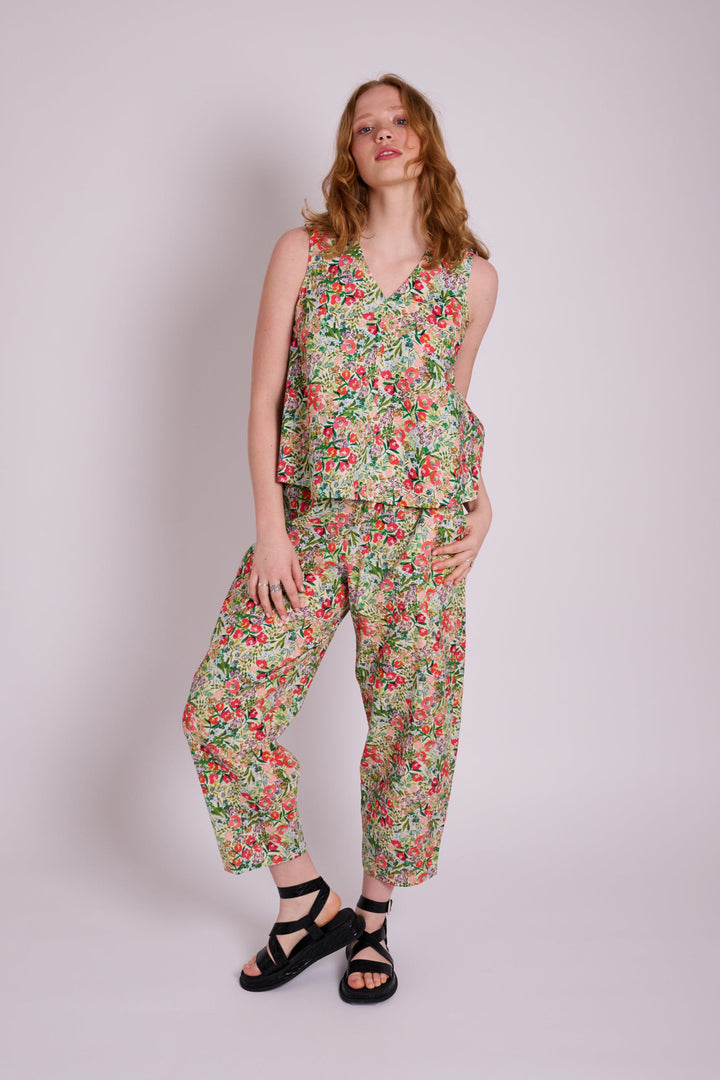 Peggy Floral Linen Trousers