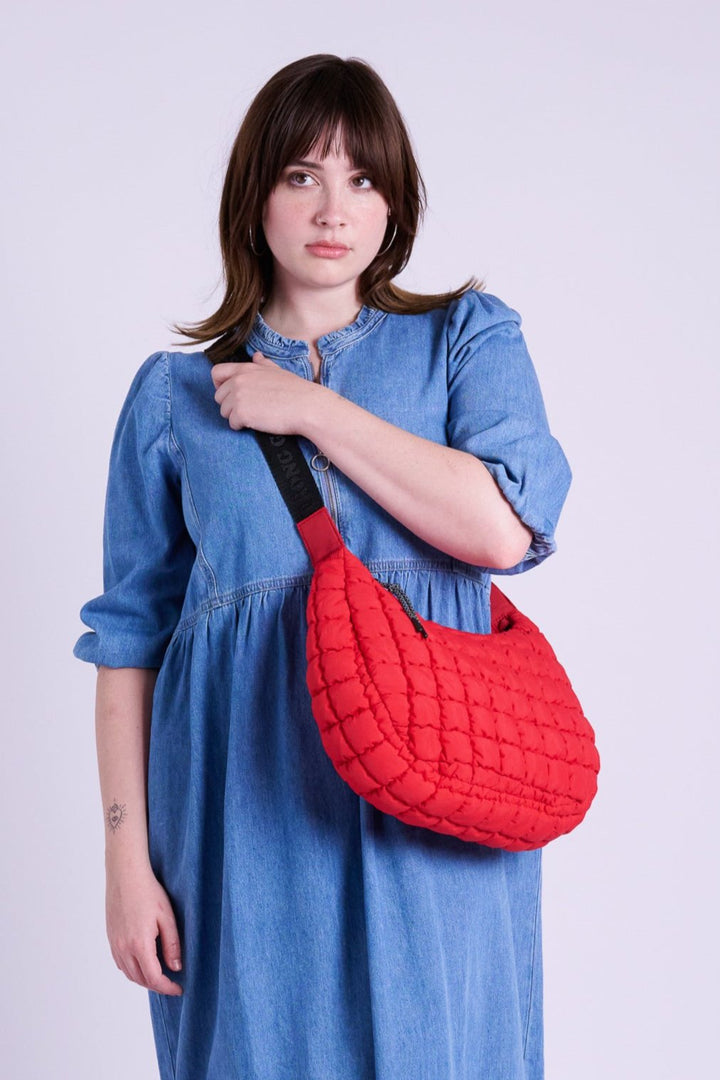 Dumpling Red Quilted Crossbody Bag