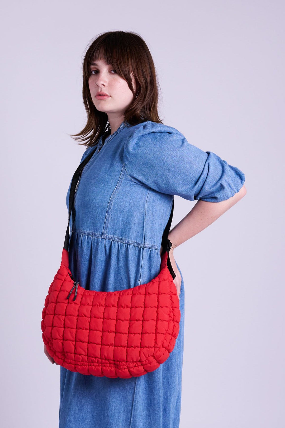 Dumpling Red Quilted Crossbody Bag