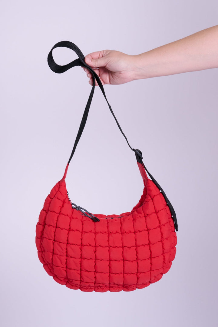 Dumpling Red Quilted Crossbody Bag