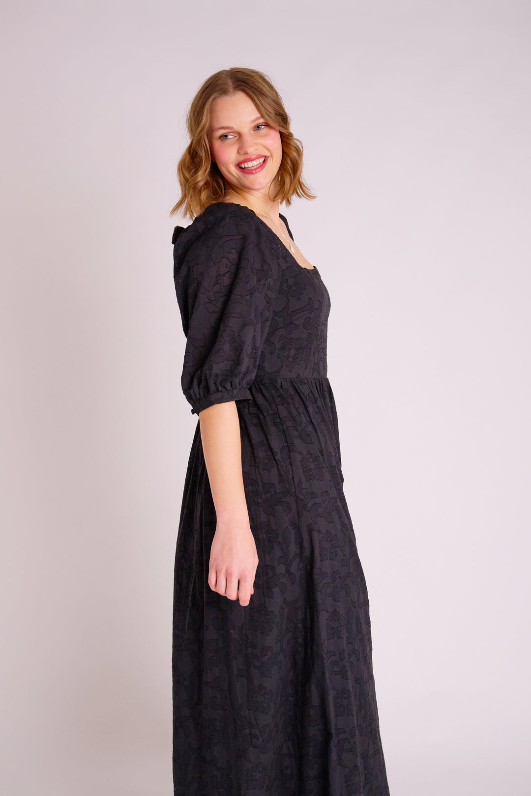 Minna Cotton Black Jacquard Dress