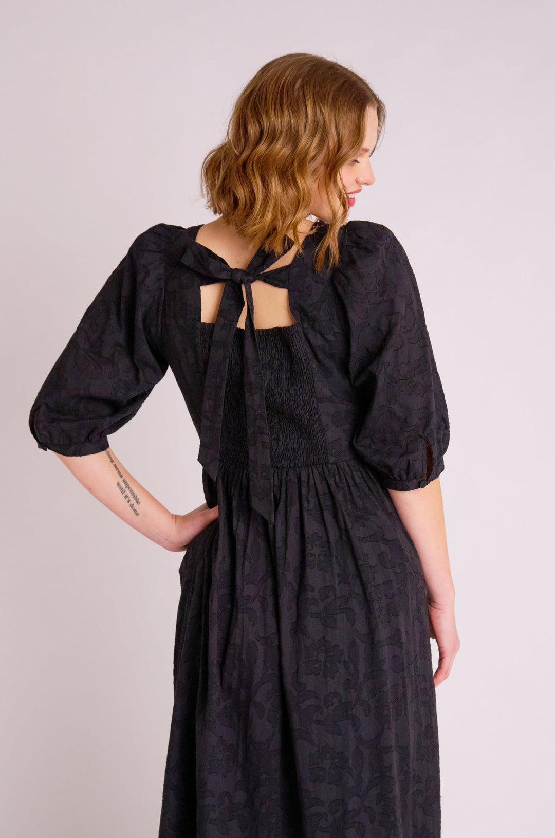 Minna Cotton Black Jacquard Dress
