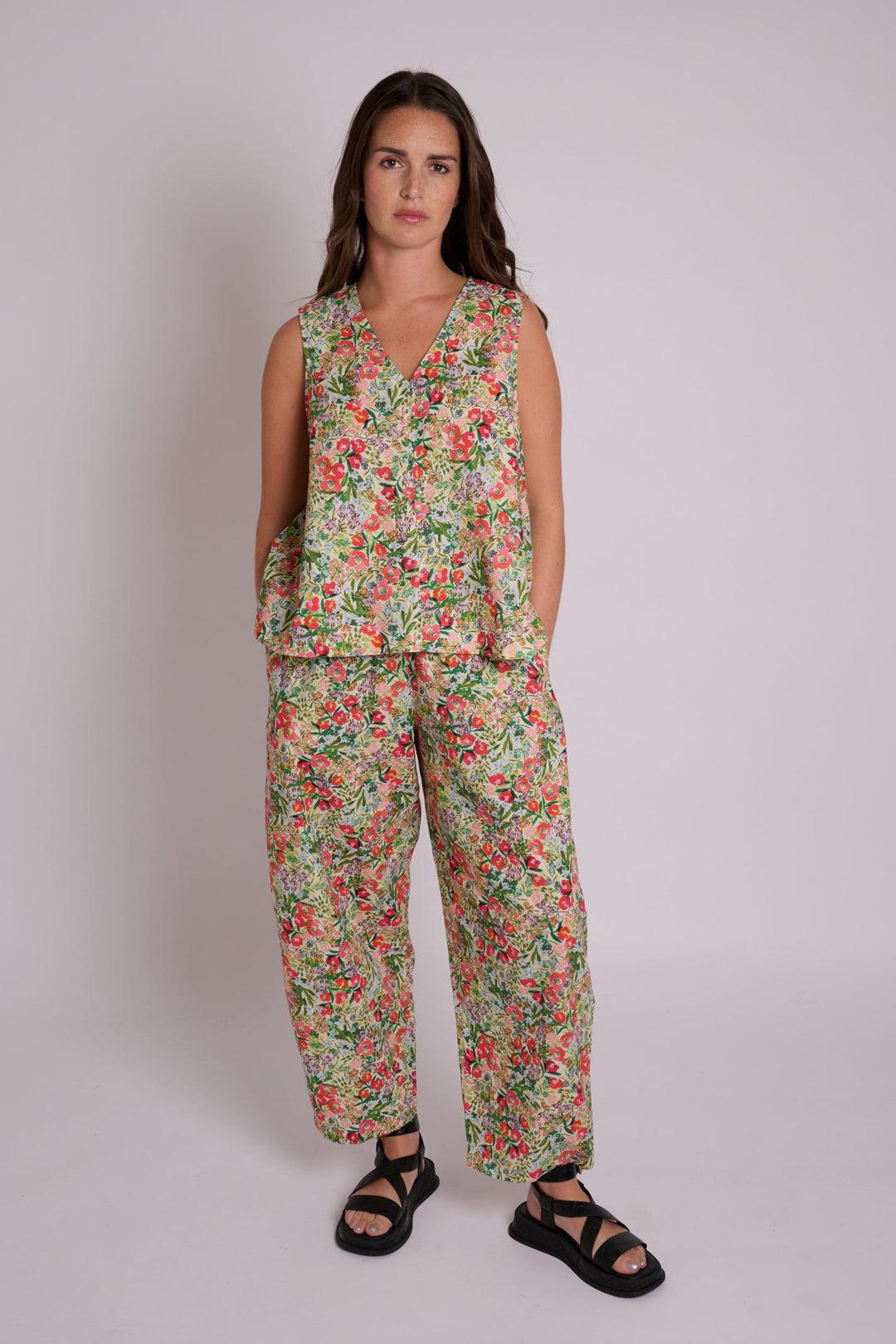 Peggy Floral Linen Trousers
