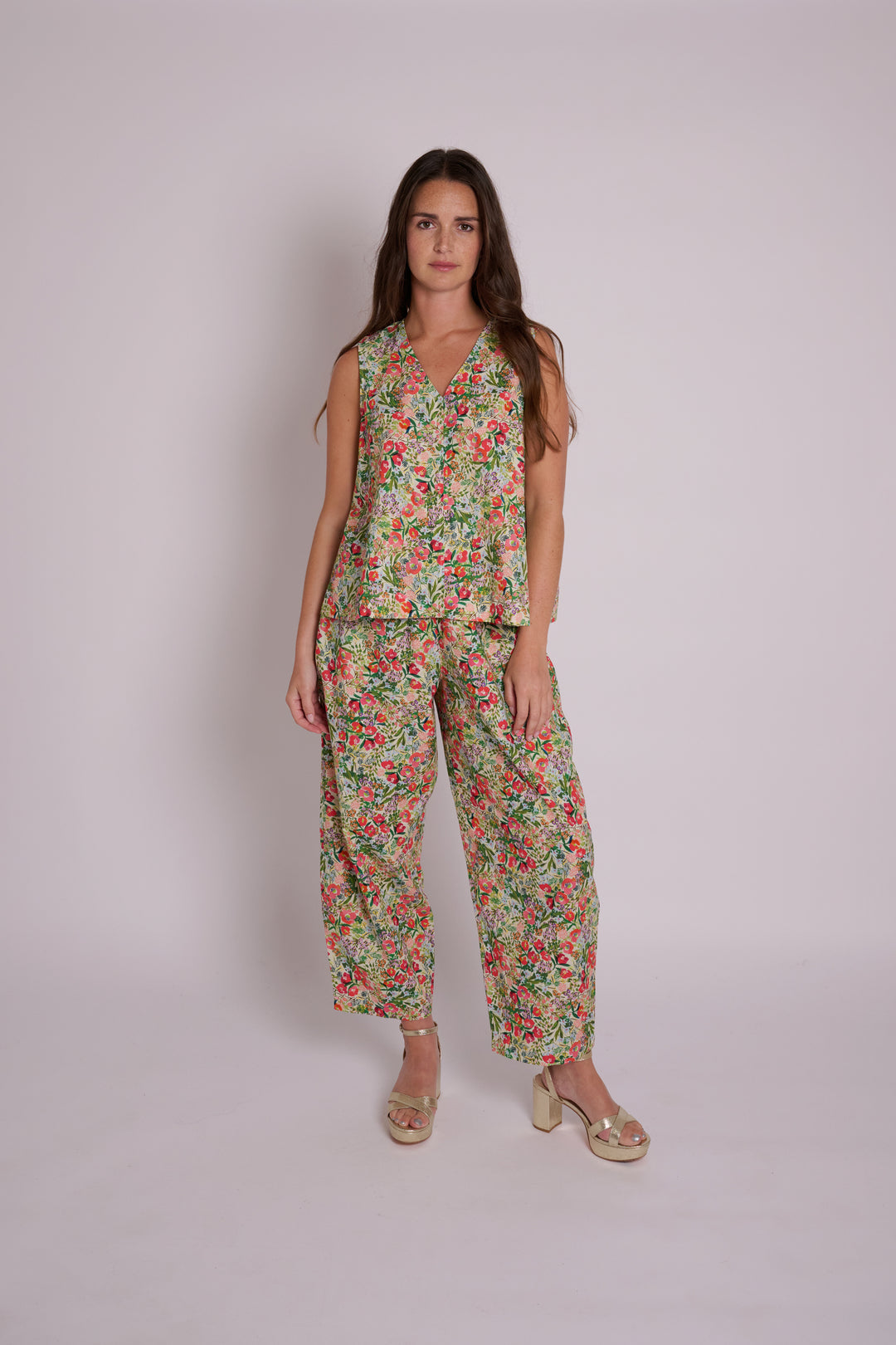 Peggy Floral Linen Trousers
