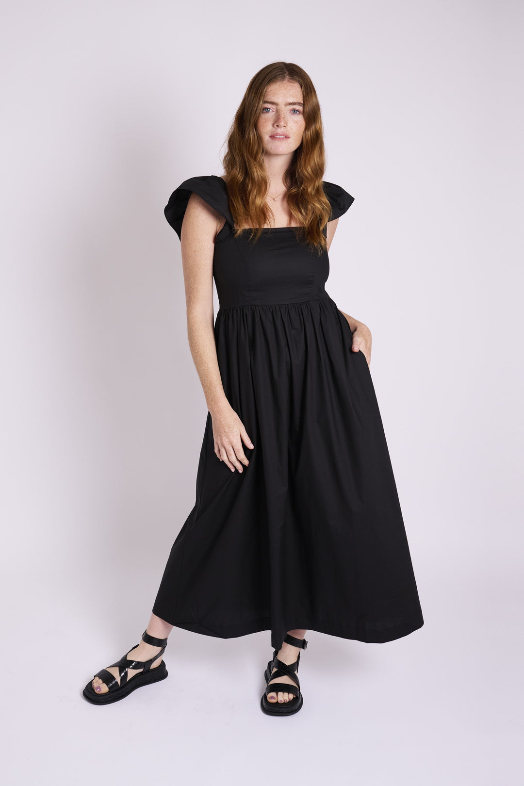 Black Flutter Sleeve Sundress