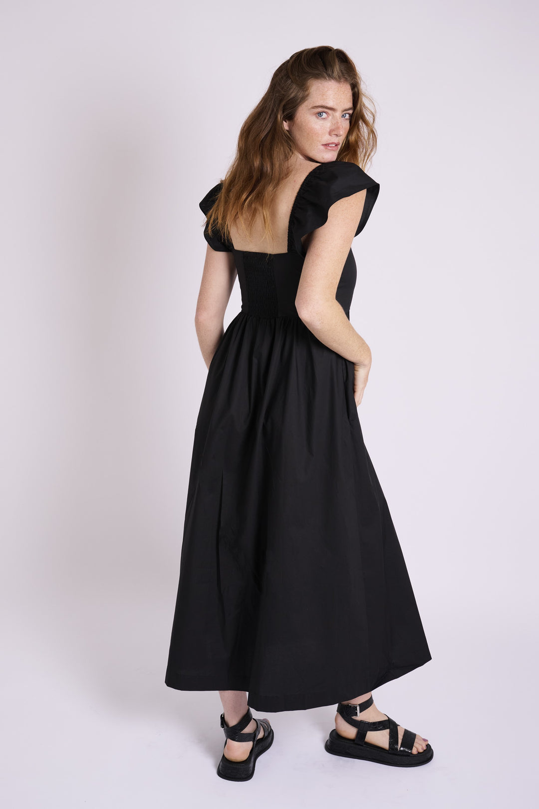 Black Flutter Sleeve Sundress