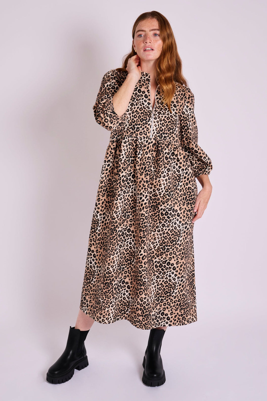 Zelda Leopard Denim Dress