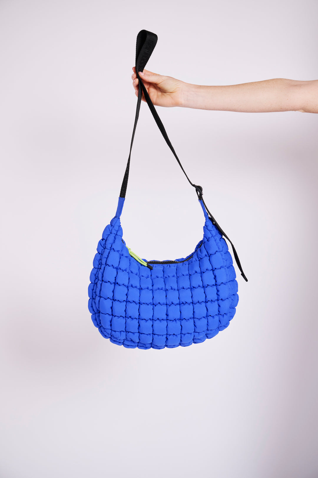 Dumpling Electric Blue Quilted Crossbody Bag