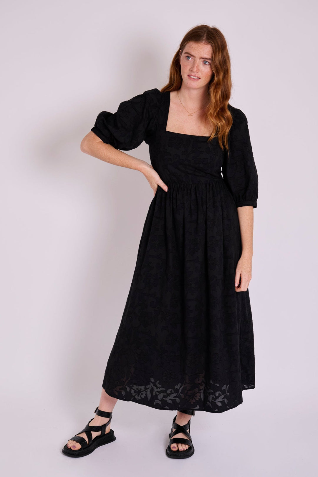 Minna Cotton Black Jacquard Dress