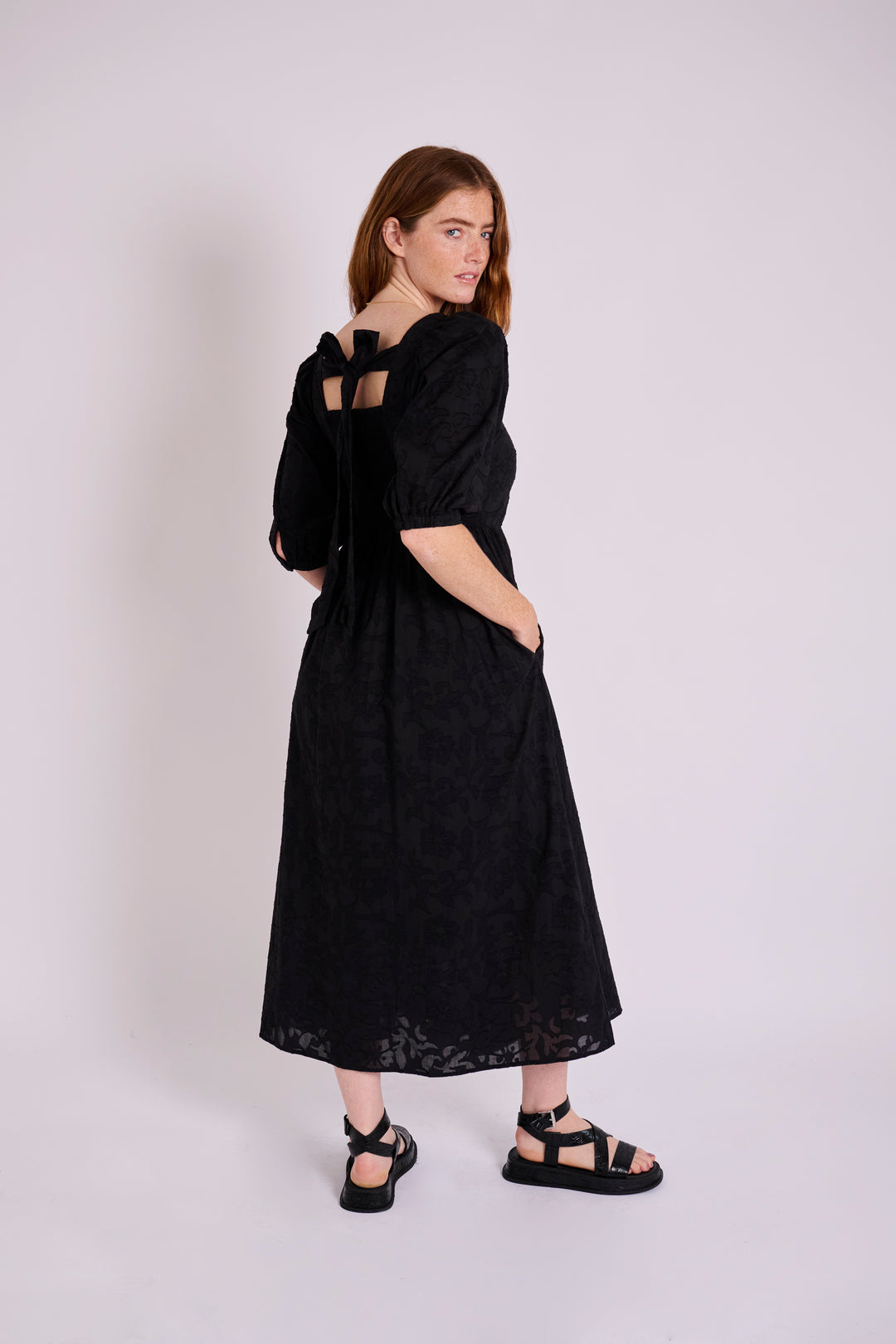 Minna Cotton Black Jacquard Dress