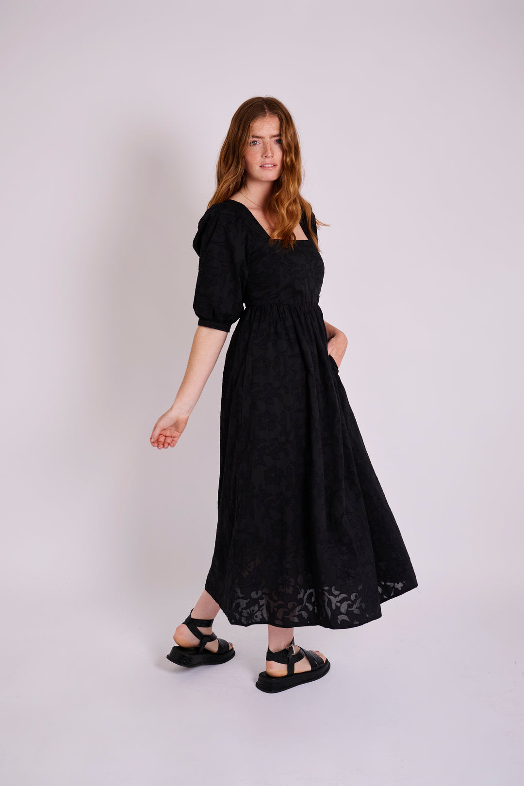 Minna Cotton Black Jacquard Dress