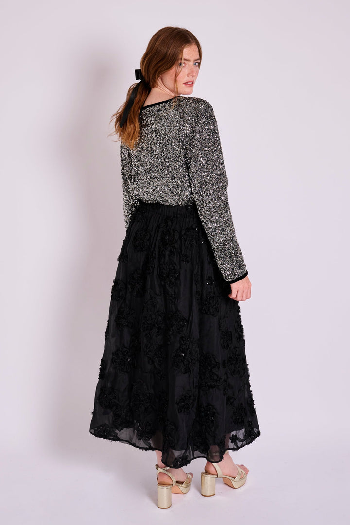 Eva Applique Black Circle Skirt