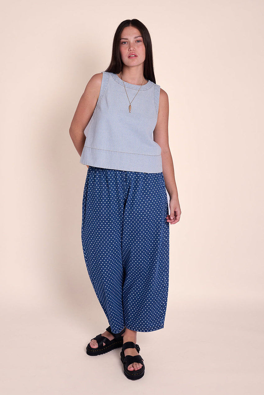 Ottie Denim Trousers - Mid Wash Dotty