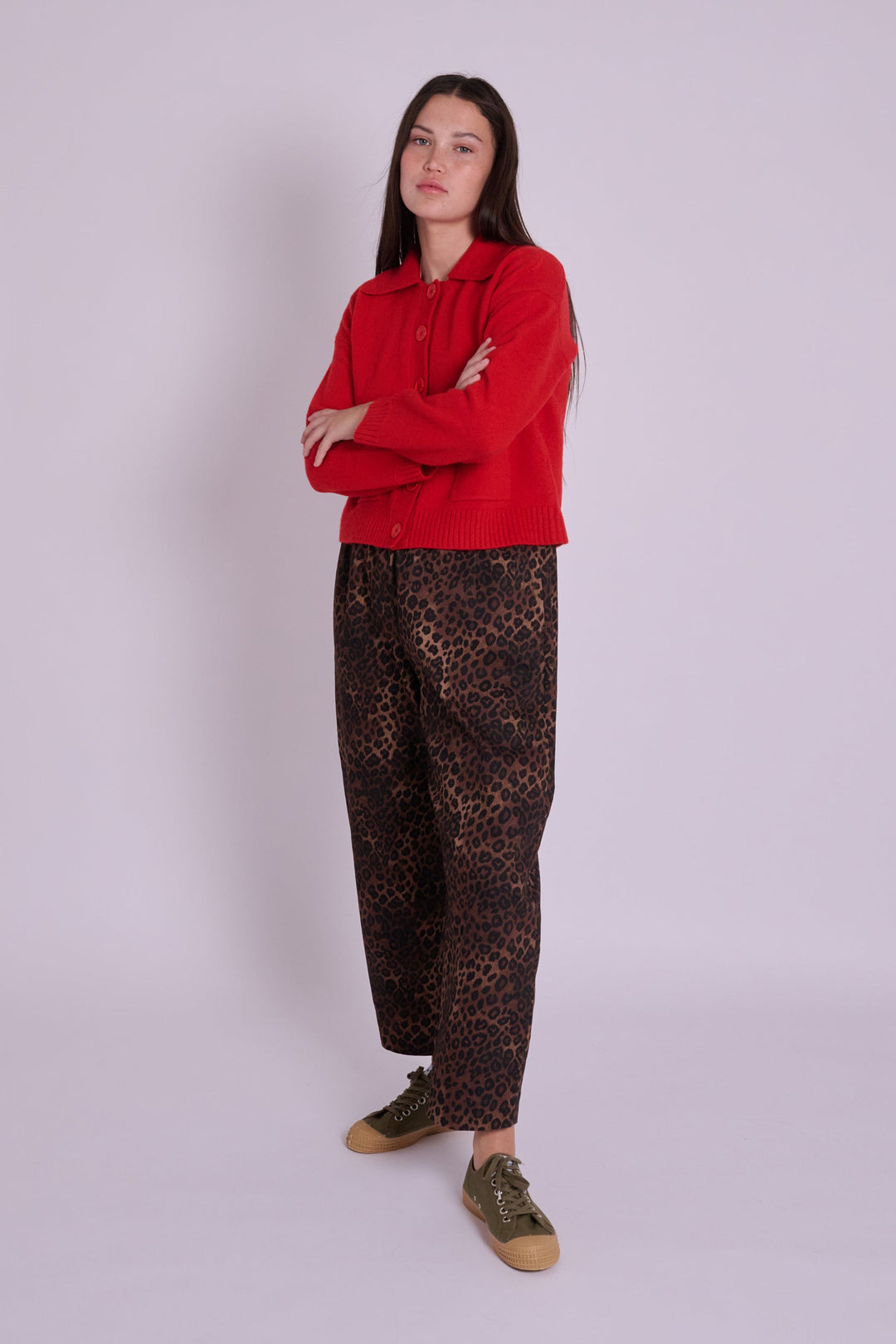 Peggy Leopard Denim Trousers