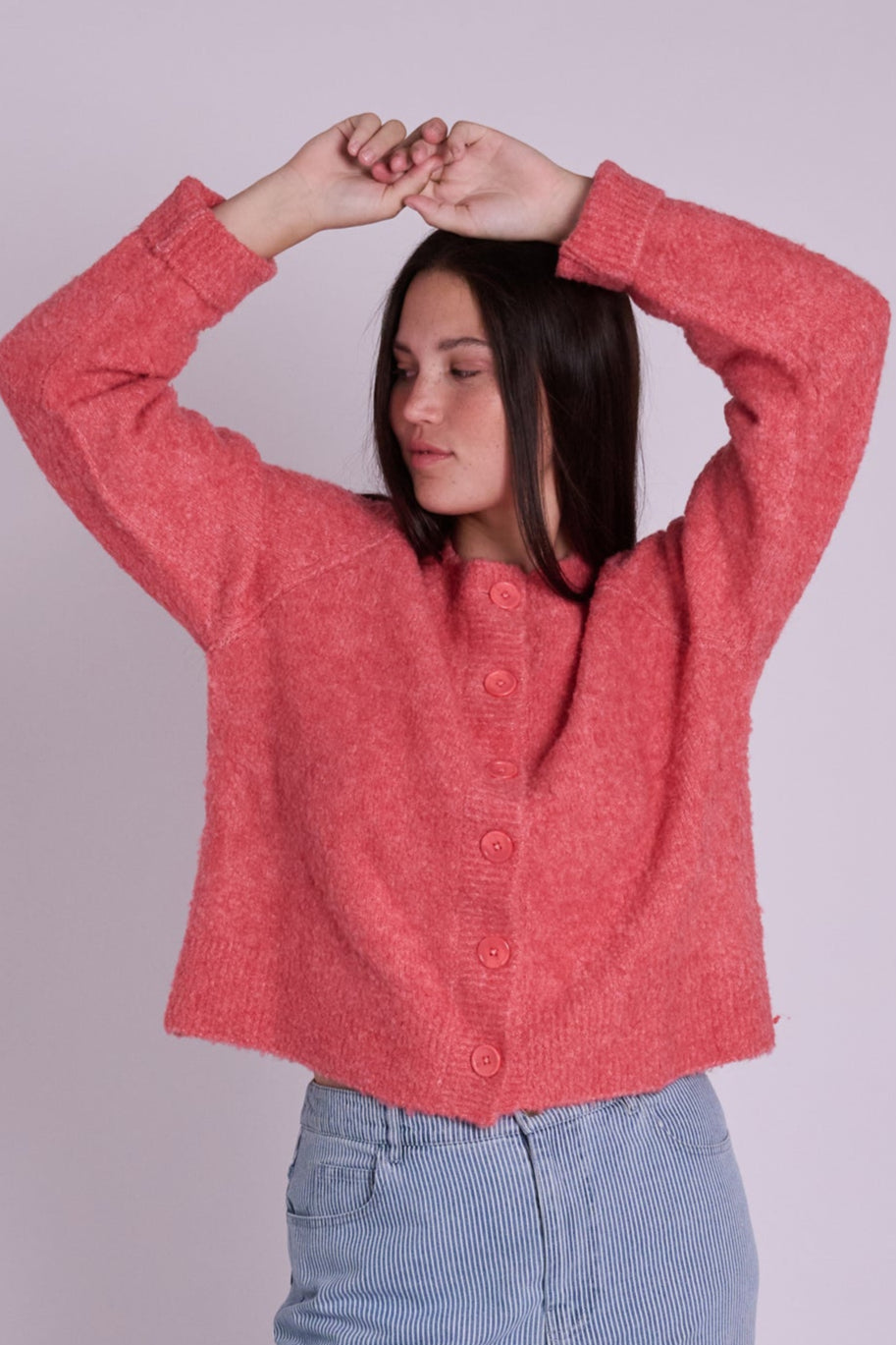 Clara Watermelon Boucle Cardigan