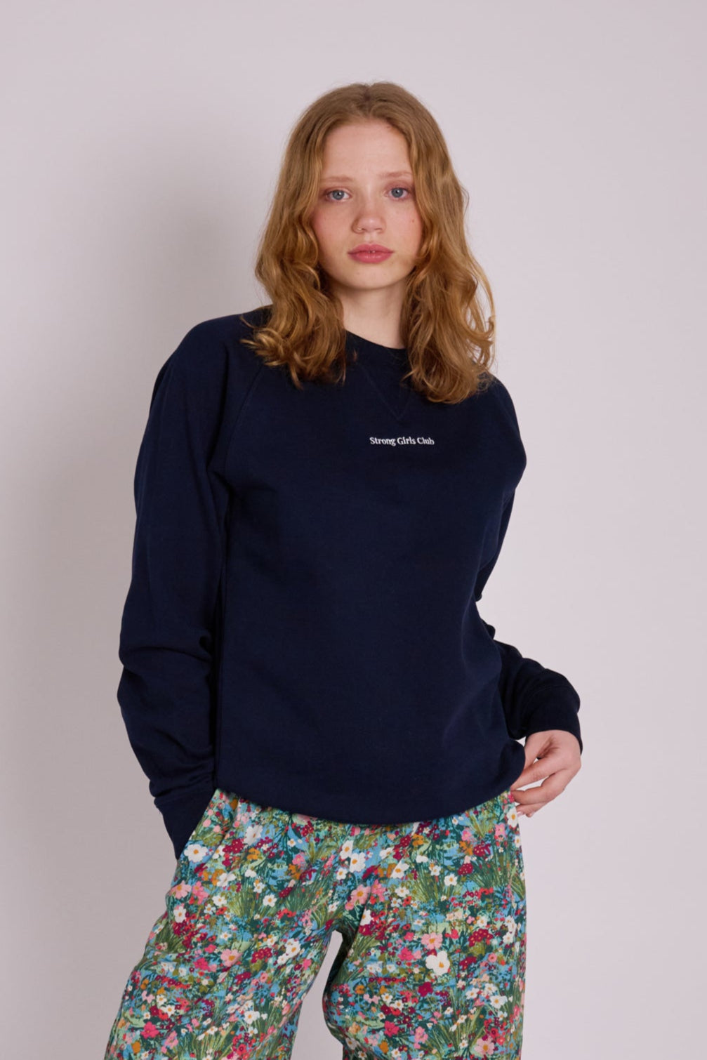 Strong Girls Club Navy Vintage Embroidered Sweatshirt