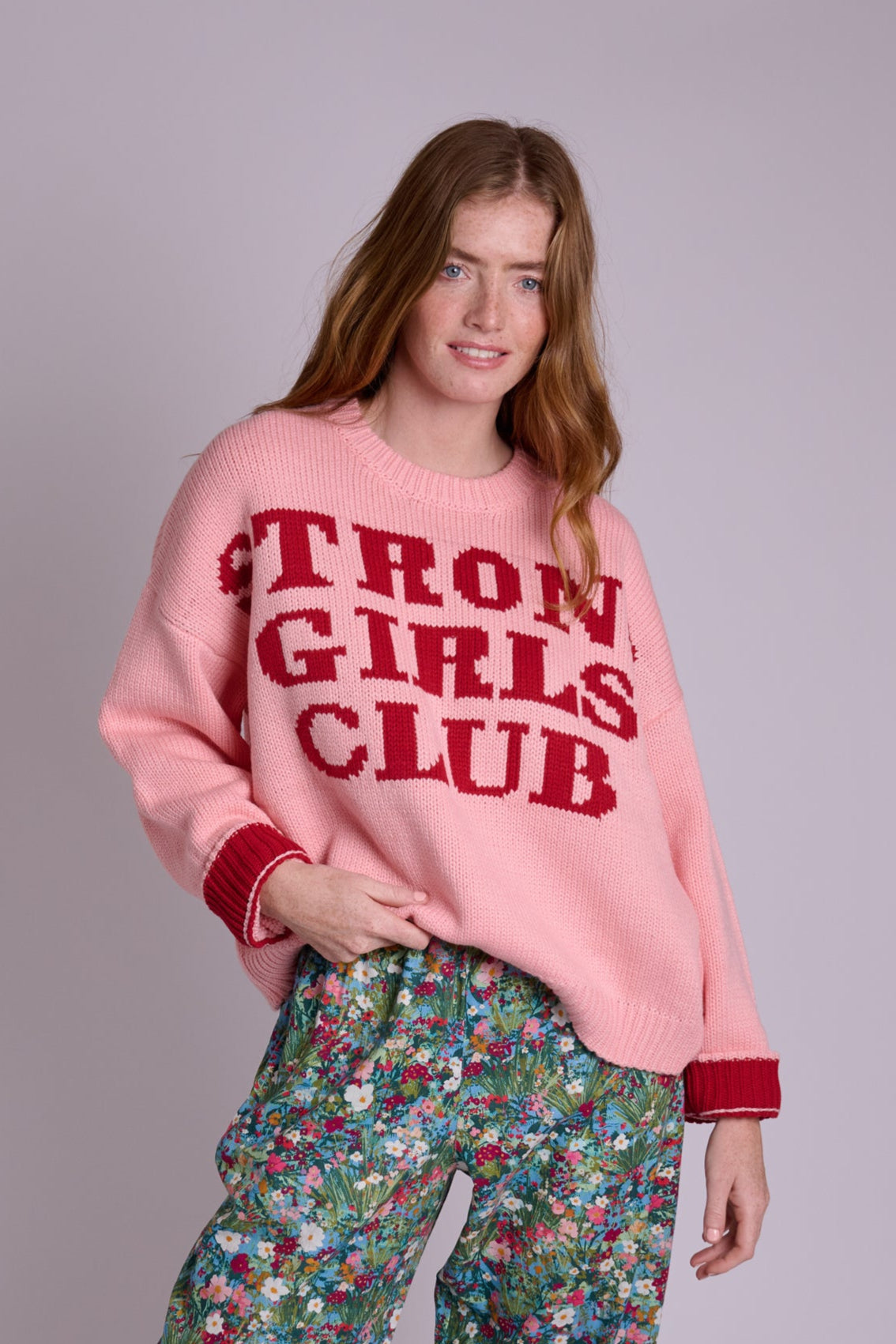 Knitted Strong Girls Club Jumper - Pink