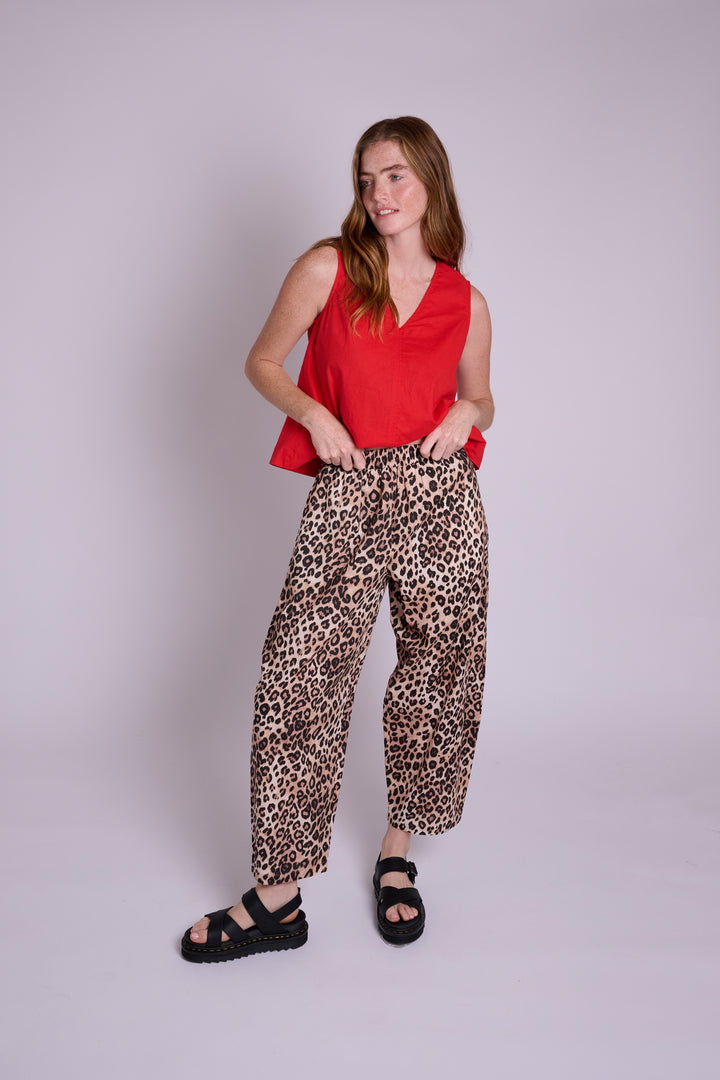 Peggy Leopard Linen Trousers
