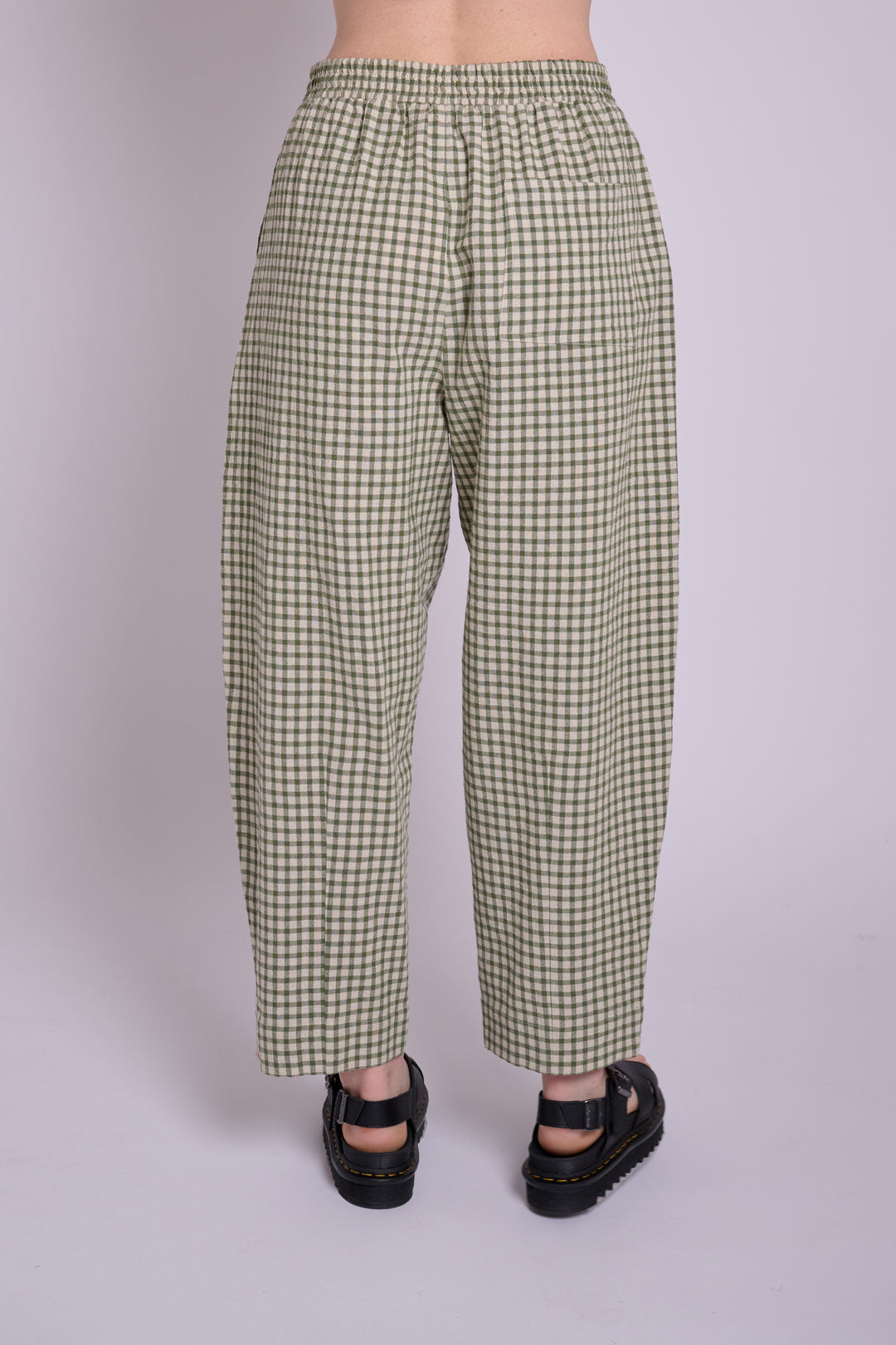 Peggy Sage Green Rustic Gingham Trousers