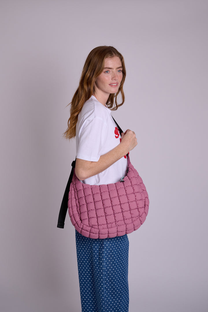Dumpling Mulberry Quilted Crossbody Bag